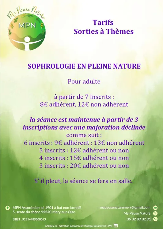 Tarif Sophrologie en pleine nature
